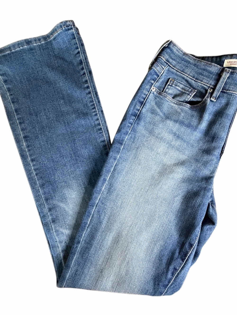 Levi Strauss Signature Womens Size 2 Mid Rise Bootcut Jeans Blue Denim Stretch